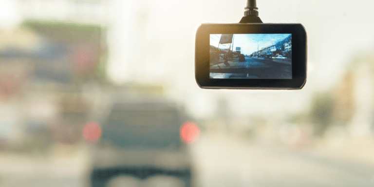 Image of a dashcam inside a car